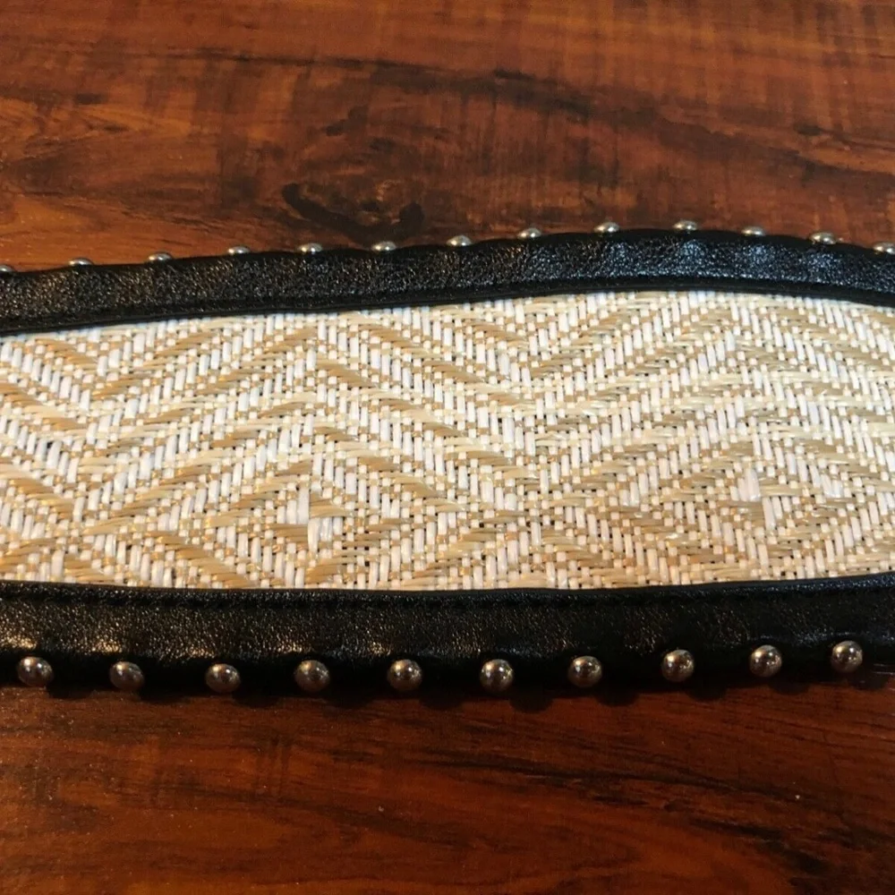 Ivory Woven Black Silver Studded BoHo Hippy Belt